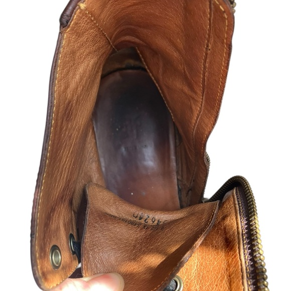 Frye Men's Bowery Lace-Up Side-Zip Boots - Size 9.5 - Brown Antiqued Leather - Picture 14 of 16